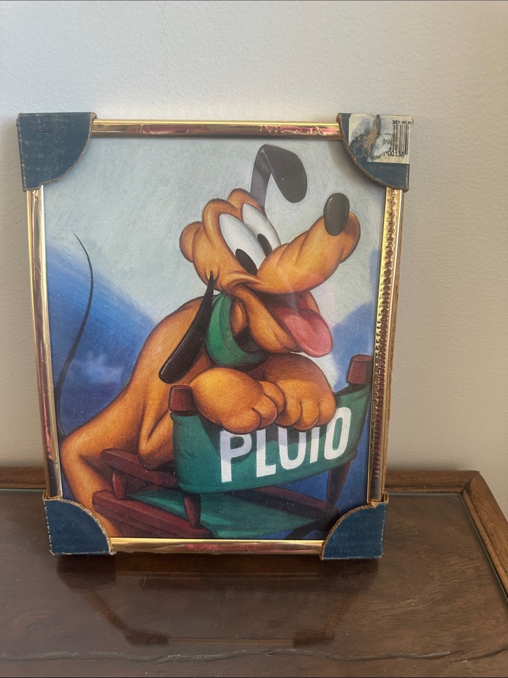 Retro Disney Pluto Mylar Foil Wall Decor - Gold Metal Frame - NIB